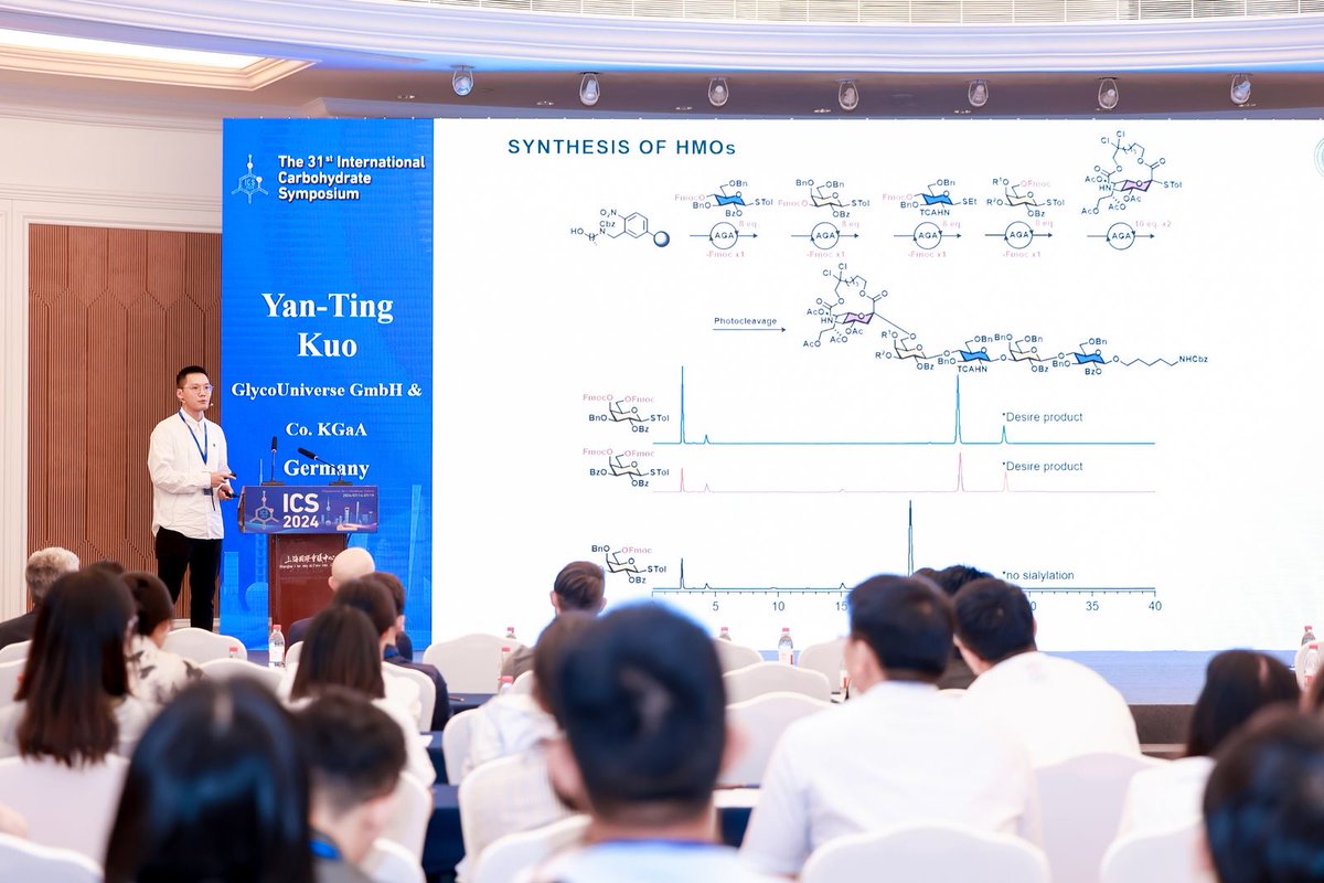 GlycoUniverse (@glycouniverse) on Twitter photo Our graduate student Yan-Ting Kuo is at
<a href="/ICS_2024/">ICS2024</a> presenting his research on synthesis of sialylated human milk oligosaccharides and #siglec glycans using the latest #Glyconeer synthesizer! Many thanks to <a href="/glytunes/">GLYTUNES</a> <a href="/MpiciPotsdam/">Max Planck Institute of Colloids and Interfaces</a> <a href="/BioMolSys/">Biomolecular Systems</a> for the support. #glycotime #Automation Our graduate student Yan-Ting Kuo is at
<a href="/ICS_2024/">ICS2024</a> presenting his research on synthesis of sialylated human milk oligosaccharides and #siglec glycans using the latest #Glyconeer synthesizer! Many thanks to <a href="/glytunes/">GLYTUNES</a> <a href="/MpiciPotsdam/">Max Planck Institute of Colloids and Interfaces</a> <a href="/BioMolSys/">Biomolecular Systems</a> for the support. #glycotime #Automation