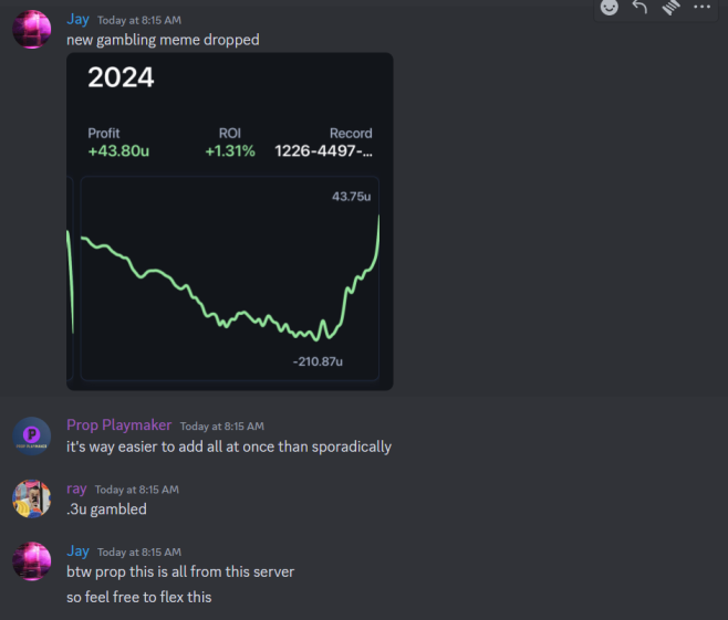 PropPlaymaker's tweet image. Tailing @SrirachaDfs  did a NUMBER on one of my recent DC subs. 😔 

Good thing we were able to save this poor soul and get him some coin 🙏 

-210u w/ him. +250u w/ me. 😎

Shitty cappers keeping you broke as hell. 

3 days free:
dubclub.win/r/p/pri-j7vaf/…

#GamblingX