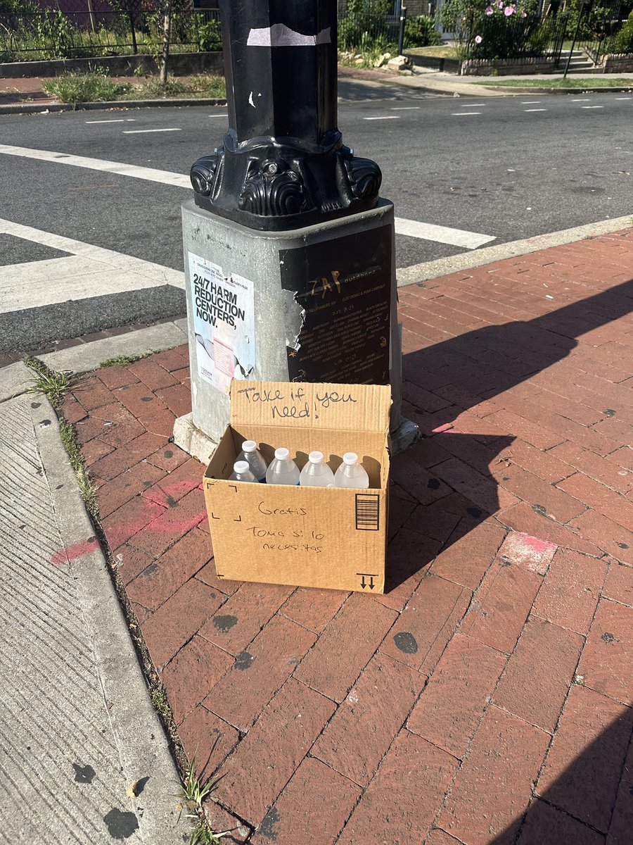 Just saw a neighbor leave cold water bottles at the corner as I waited for the bus. Such a great idea in this excessive heat. As a reminder, the shelter transport hotline (202-399-7093) can take folks in need to a cooling center. Check on your neighbors today!