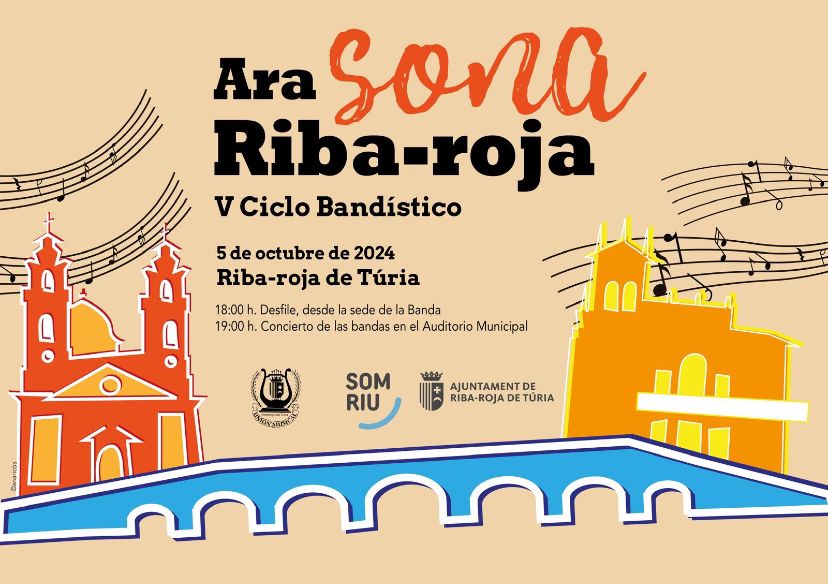 Finalitzat el periode d'inscripció, ens complau anunciar les bandes que participaran en la 5a edició del Cicle Bandístic a Riba-roja de Túria:

1. UNIÓ MUSICAL DE YÁTOVA

2. SOCIETAT UNIÓ MUSICAL DE SONEJA

3. BANDA SIMFÒNICA UNIÓ MUSICAL DE RIBA-ROJA

Ens veiem el 5 d'octubre!!!