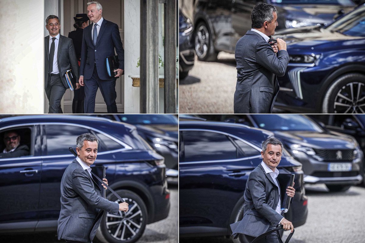 SebastienToubon's tweet photo. @GDarmanin  enlève sa cravate à sa sortie du dernier conseil des ministres du gouvernement de @GabrielAttal  @Elysee  📷 Sébastien Toubon https://t.co/quORrJiOye