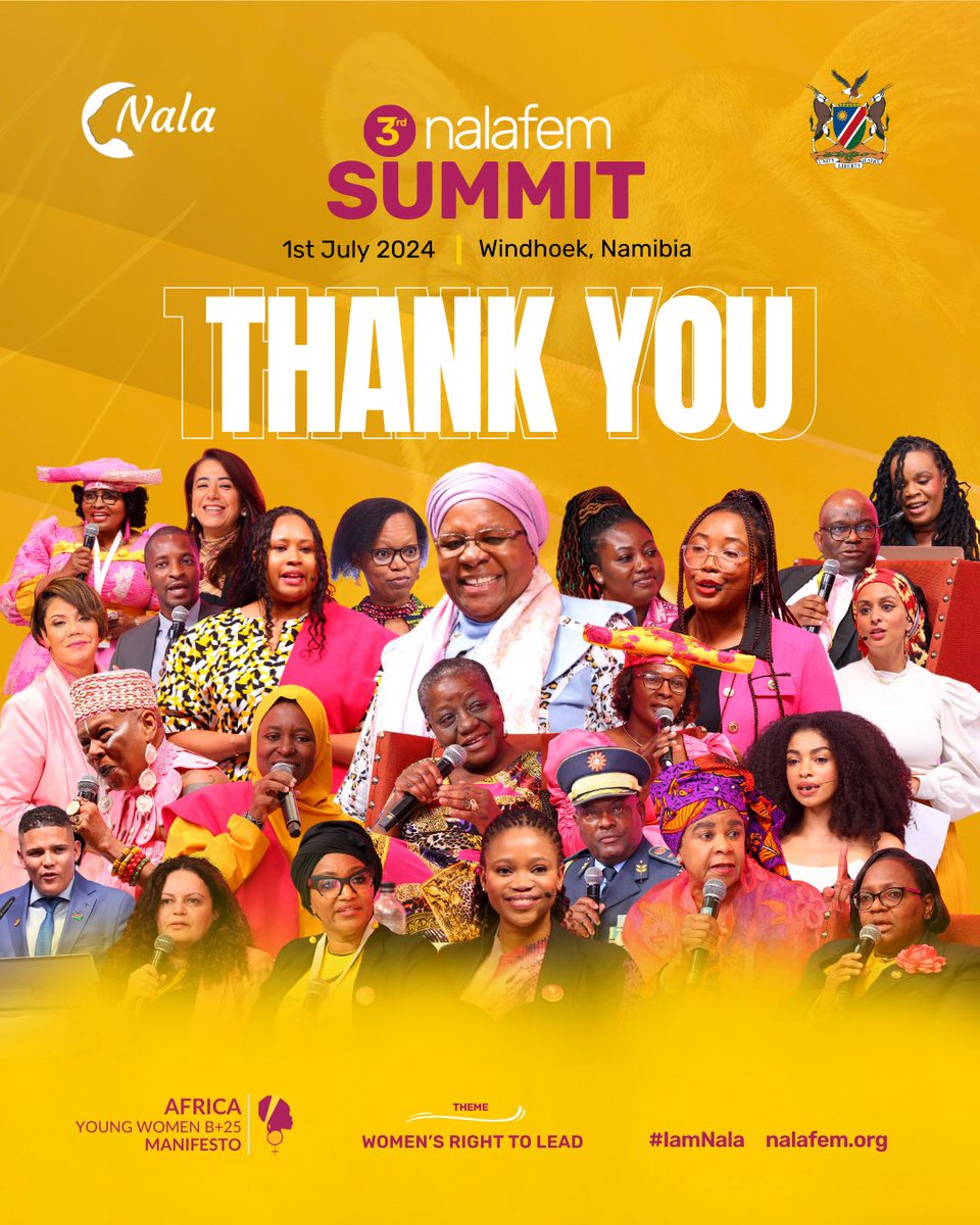 _Nalafem's tweet photo. We say a huge thank you to the phenomenal speakers of the 3rd Nala Summit! Your insights and expertise fueled incredible conversations.

#IAmNala #PanAfricanFeminist #AfricanWomenLeaders #Namibia #FeministLeaders #NalafemSummit2024 #WomenInLeadership #Coleadership https://t.co/yKknADrD1Q