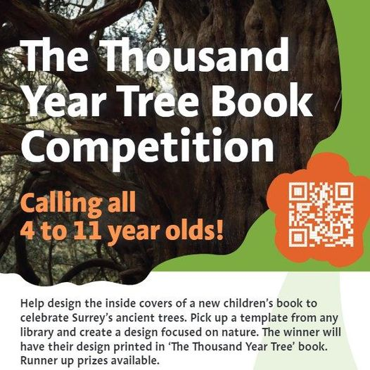 StainesLibrary's tweet photo. Calling all 4-11 year old artists! You’re invited to enter Surrey’s #ThousandYearTree competition this summer! Simply pick up a template in your local Surrey library, design your artwork & return it by 4th Sept. Learn about theme & prizes at https://t.co/xx1AicWqAq #SurreyTrees🌳 https://t.co/ZelMfmFwmM