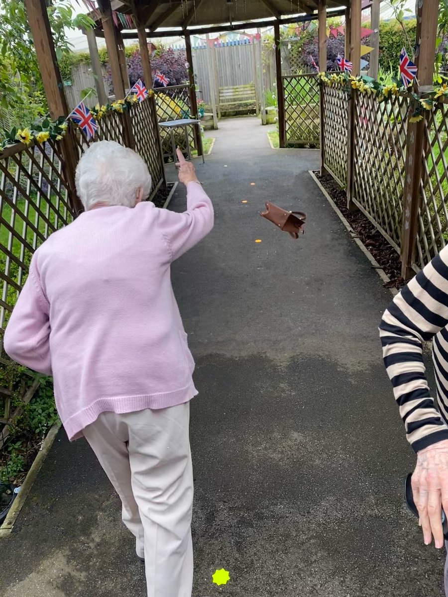 AnchorLaterLife's tweet photo. Residents at @Nelson_Lodge got creative during #AnchorGames with a round of "Hurl the Handbag". Congratulations to Jean who managed to hurl it the furthest down the path.

https://t.co/RaVIW3qXdB https://t.co/6TrwIrX8S9