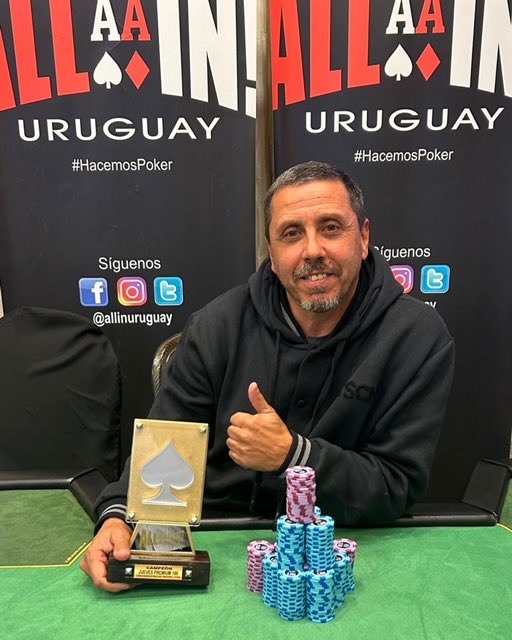 allinuruguay's tweet photo. Marcelo “Sapin” Sosa volvió y se quedo el pasado Jueves con el “Second Chance” semanal en @RadissonMvd! 🏆👏🏼

Con 91 Entradas registradas  y un poker room repleto, el #JuevesPremium de USD 100 volvió a ser un éxito.

¡Felicitaciones Marce!

+Info: https://t.co/4qGbw71USs https://t.co/cq6bTl1DCP
