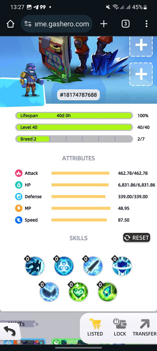 My first hero in #GasHero with 7 skills open hahahah
<a href="/GasHeroOfficial/">For more details, please refer to @2184Official</a> #ASRA 
It's for sale until Sunday, if anyone wants it, if it doesn't sell, it will be added to the line up. DM me if u are interested