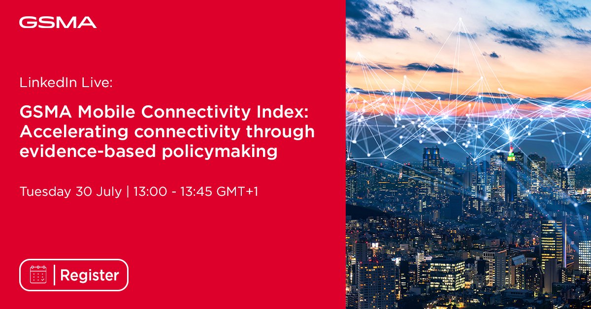 GSMAm4d's tweet image. 📢 Calling policymakers and industry experts!

 📅Join our webinar on 30 July to discover the latest @GSMA Mobile Connectivity Index data and trends. 

Learn how to use #MCI data for impactful, evidence-based policies. 

👉 bit.ly/4cAJVcE

#MobileConnectivity #Sida