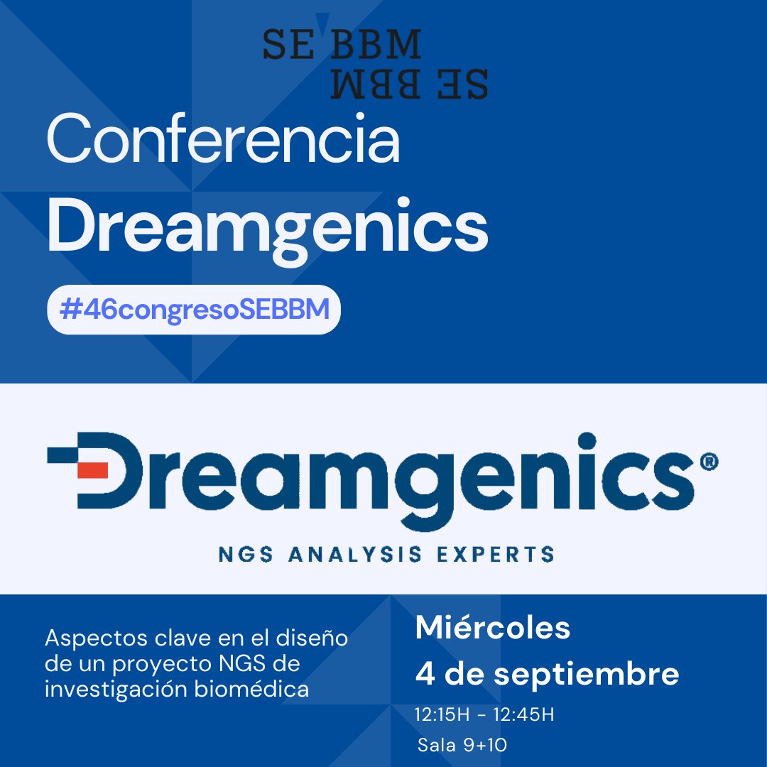 📢Jorge Palomino, Sales Manager de <a href="/Dreamgenics/">Dreamgenics</a> llega a nuestro #46congresosebbm para hablarnos sobre aspectos claves en el diseño de un proyecto NGS de investigación biomédica, modera la sesión Ana Victoria Villar del <a href="/IBBTEC/">IBBTEC</a>