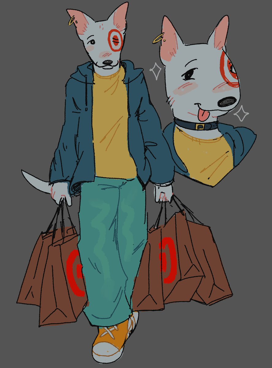 i like the bullseye design going around but theyre taking away his bull terrier swag 💔