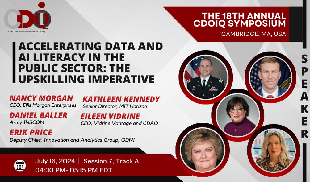 Check out our session this afternoon on Data and AI Literacy, upskilling the workforce, and leveraging public/private partnerships to build a culture of data-driven decision making.  

#cdoiq2024 #data #datascience #AI #analytics