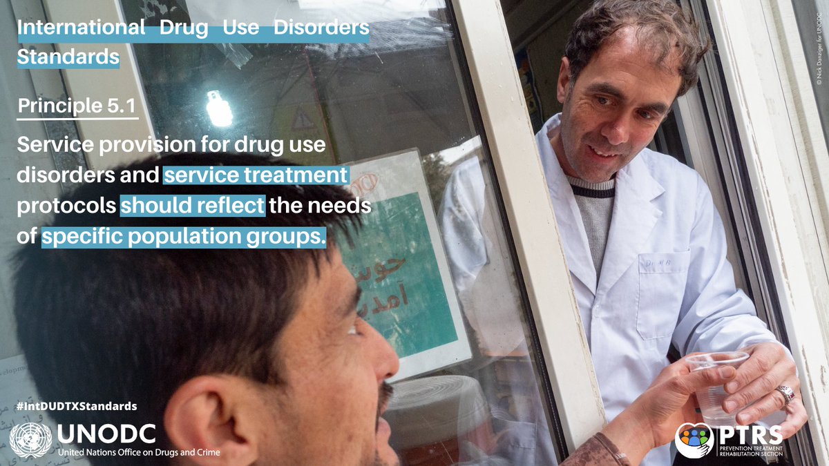 UNODC_PTRS's tweet photo. #DYK the #IntDUDTXStandards have 7 key principles?

https://t.co/oaaMhVQHRH

Let’s start with the 7 special treatment and care standards!

1. #DrugTreatment #services should consider specific clinical needs of different population groups

#Principle5
#KnowYourStandards https://t.co/gFvIE9bYQL