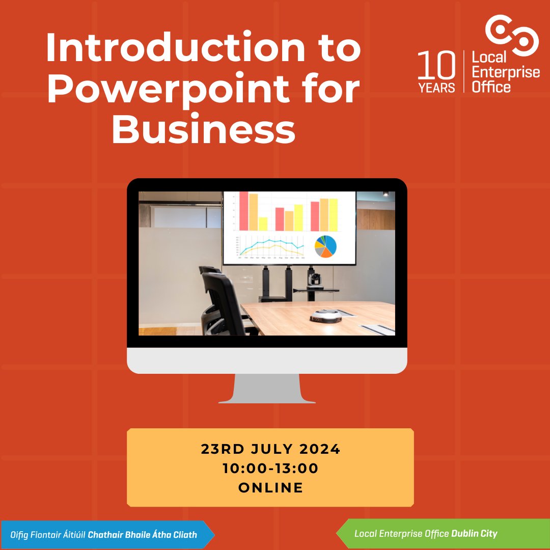 Join us on Tuesday 23/07, for an engaging online workshop that will introduce you to the essential functions and features of PowerPoint. Learn how to create impactful presentations that captivate your audience and avoid common pitfalls.

To register visit: localenterprise.ie/!2G0ZD2