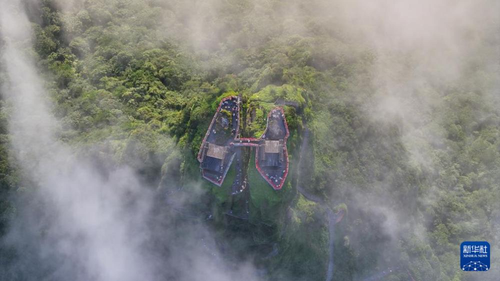 PDChinese's tweet photo. 【霞光雲海梵淨山】7月15日在貴州梵淨山紅雲金頂拍攝的雲霧景觀。入伏以來，世界自然遺產地梵淨山時而雲海翻滾，時而雲霧縹緲，霞光紅雲，美不勝收。 https://t.co/ImhPIgAQmv