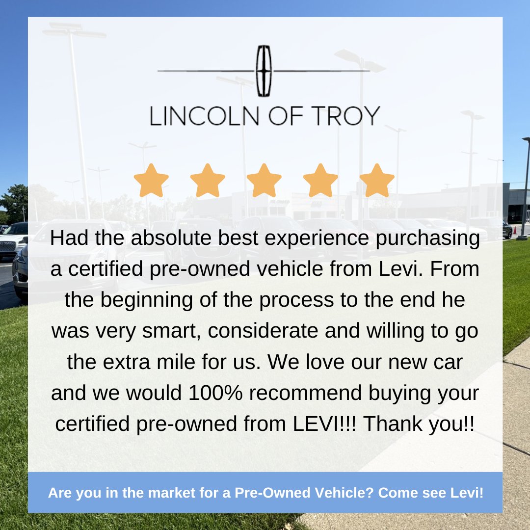 LincolnOfTroy's tweet photo. Are you in the market for a Pre-Owned vehicle? Stop by Lincoln of Troy to see Levi! 

lpesci@lincolnoftroy.com
248.530.4706 https://t.co/FbQeSoXijk