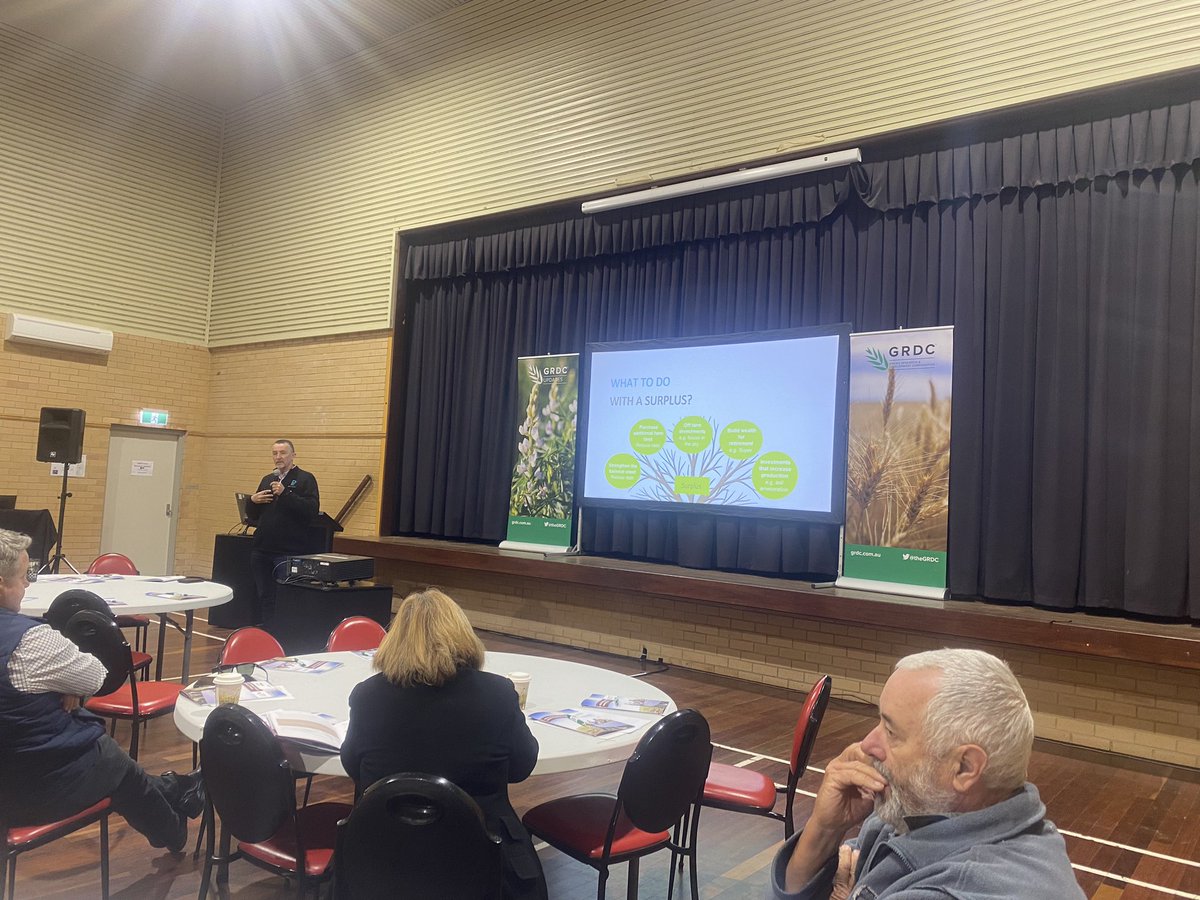 Great day with excellent speakers and topics with <a href="/GRDCWest/">GRDC West</a> ,one blokes chewing his nails worried about what to do with his surplus, while <a href="/chad_eva/">Chad Eva</a> is looking for the machine investments tree! <a href="/peterdnewman/">Peter Newman</a>