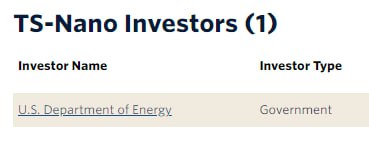 Look what I found, TS-Nano has the U.S. Department of Energy as an investor, <a href="/DevvStream/">DevvStream Inc.</a> is partner with them, even <a href="/tomlucient/">Tom Anderson</a> is listed on board of directors, <a href="/DevvExchange/">DevvExchange</a> will list carbon credits for sale connecting a $30 trillion industry .  Connect the Dots . $devve