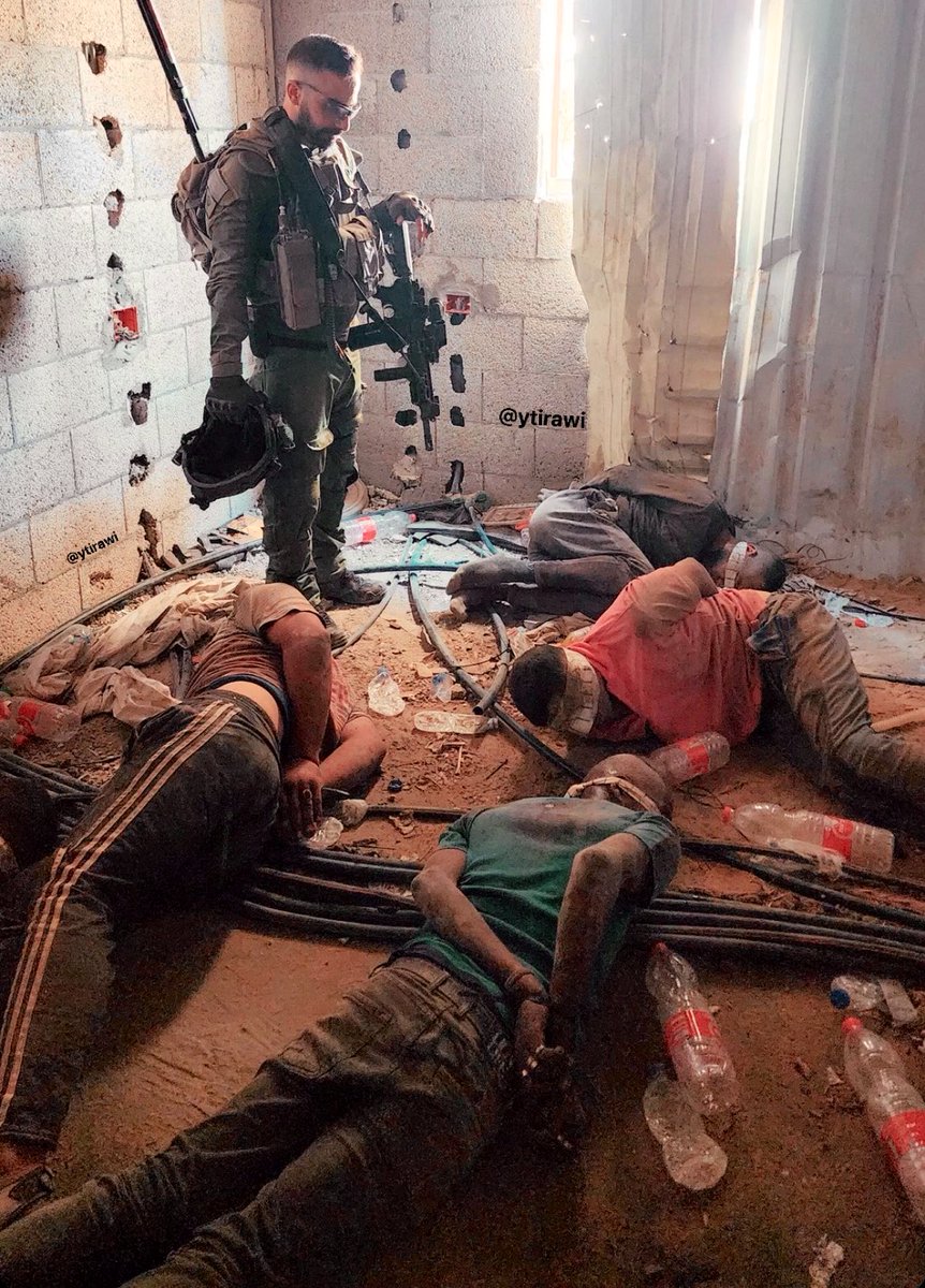 Exclusive picture from Rafah today |

An Israeli soldier shared a photo on his private Instagram account showing kidnapped Palestinians in extremely harsh conditions.