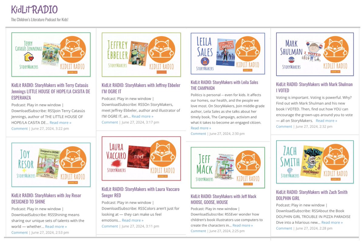 KidLit TV (@kidlittv_nyc) on Twitter photo 📻📚☀️Discover KidLit Radio this summer with <a href="/KidLitTV_NYC/">KidLit TV</a> featuring kid-friendly interviews on #StoryMakers with authors & illustrators like <a href="/lauravseeger/">Laura Vaccaro Seeger</a>, <a href="/LeilaSalesBooks/">Leila Sales</a>, <a href="/TerryCJennings/">Terry C. Jennings</a>, AND MORE: kidlit.tv/KidLitRADIO <a href="/kids_listen/">Kids Listen</a> <a href="/AFTunion/">AFT</a> <a href="/sharemylesson/">ShareMyLesson</a> #kidslisten 📻📚☀️Discover KidLit Radio this summer with <a href="/KidLitTV_NYC/">KidLit TV</a> featuring kid-friendly interviews on #StoryMakers with authors & illustrators like <a href="/lauravseeger/">Laura Vaccaro Seeger</a>, <a href="/LeilaSalesBooks/">Leila Sales</a>, <a href="/TerryCJennings/">Terry C. Jennings</a>, AND MORE: kidlit.tv/KidLitRADIO <a href="/kids_listen/">Kids Listen</a> <a href="/AFTunion/">AFT</a> <a href="/sharemylesson/">ShareMyLesson</a> #kidslisten