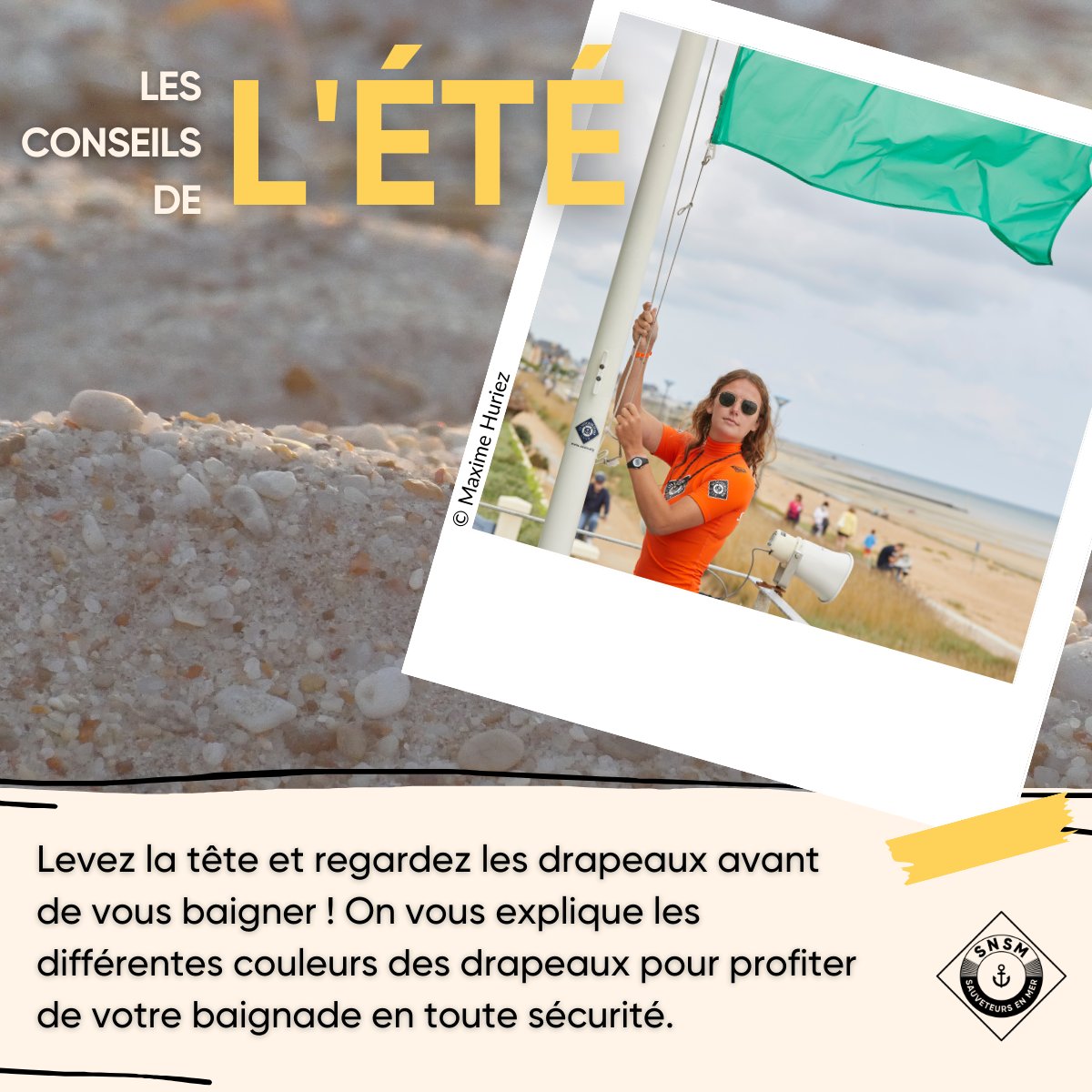 SauveteursenMer's tweet photo. Les #conseils de l'#été ☀️ Avant de vous jeter à l’eau, véri­fiez la couleur du drapeau en arri­vant sur la plage 🏖️ Découvrez les significations des drapeaux et les conseils des #SauveteursenMer #SNSM pour profiter de vos vacances en toute tranquillité 💡 https://t.co/HCCDWGQGGH https://t.co/ldv1R7f0Zn