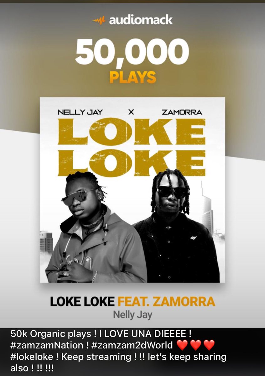 Nellyjay7's tweet photo. Keep streaming LOKE LOKE ft @Zamosings 

@boniface_jrn sef dey feel am 

Link on my bio 

GOD bless y’all 🥂 https://t.co/CEpy75eJU6