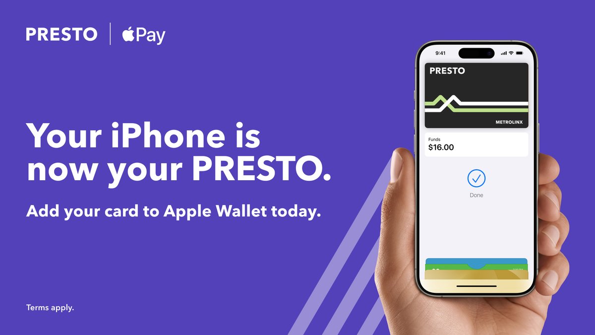 You read it right! With PRESTO in Apple Wallet, paying for transit has never been easier. Just hold your iPhone near the reader to tap and go.🤩                                     #PRESTO #AppleWallet

Learn more- prestocard.ca/applewallet
