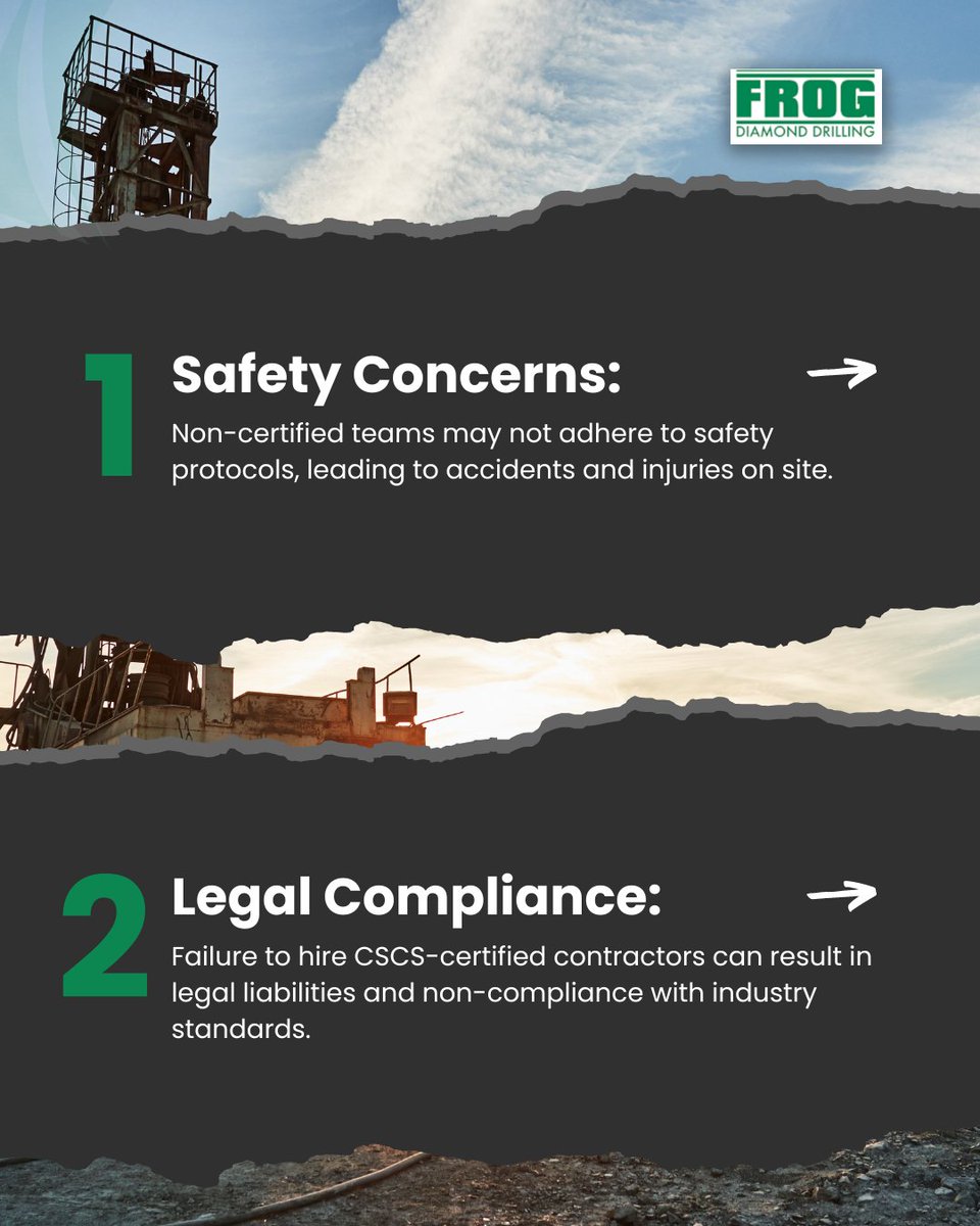 FrogDrilling's tweet photo. Facing issues with non-certified drilling teams? Our CSCS-certified team ensures compliance with health, safety, and quality standards. Don't risk your project—contact Frog Diamond Drilling for certified expertise.

info@frogdrilling.co.uk

#CSCSCertified #DiamondDrilling https://t.co/W2CZABAbOZ