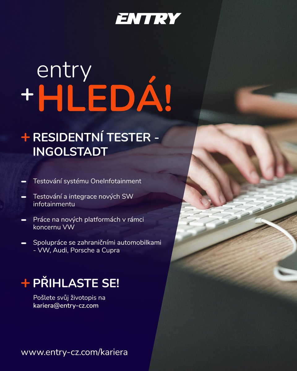 EntryTechNews's tweet photo. Hledáme Residentního testera do Ingolstadtu! 🇩🇪

Připoj se k nám jako residentní tester a podílej se na testování a integraci nového softwaru infotainmentu a nových platforem v rámci koncernu VW. 

👉 https://t.co/8SsrvxkUBs

Máš zájem o tuto pozici? Pošli nám svoje CV! 📩 https://t.co/4hdMsuQLk7