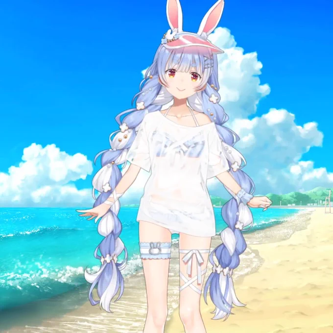 こっちの髪型の長さはこれぐらいぺこ#兎田ぺこら新衣装 