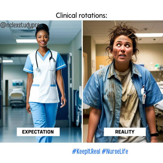 nclexstudypro's tweet photo. Clinical rotations: Expectation vs. Reality. #KeepItReal #NurseLife
#ClinicalRotations #NursingStudent #NursingSchool #RealityCheck #FutureNurse #RNStudent #NursingHumor #MedStudentLife #nurseproblems
🧠 Free PDF - 200+ NCLEX Flashcards https://t.co/i5pBnONogu 👈 https://t.co/LW1r36NFz8