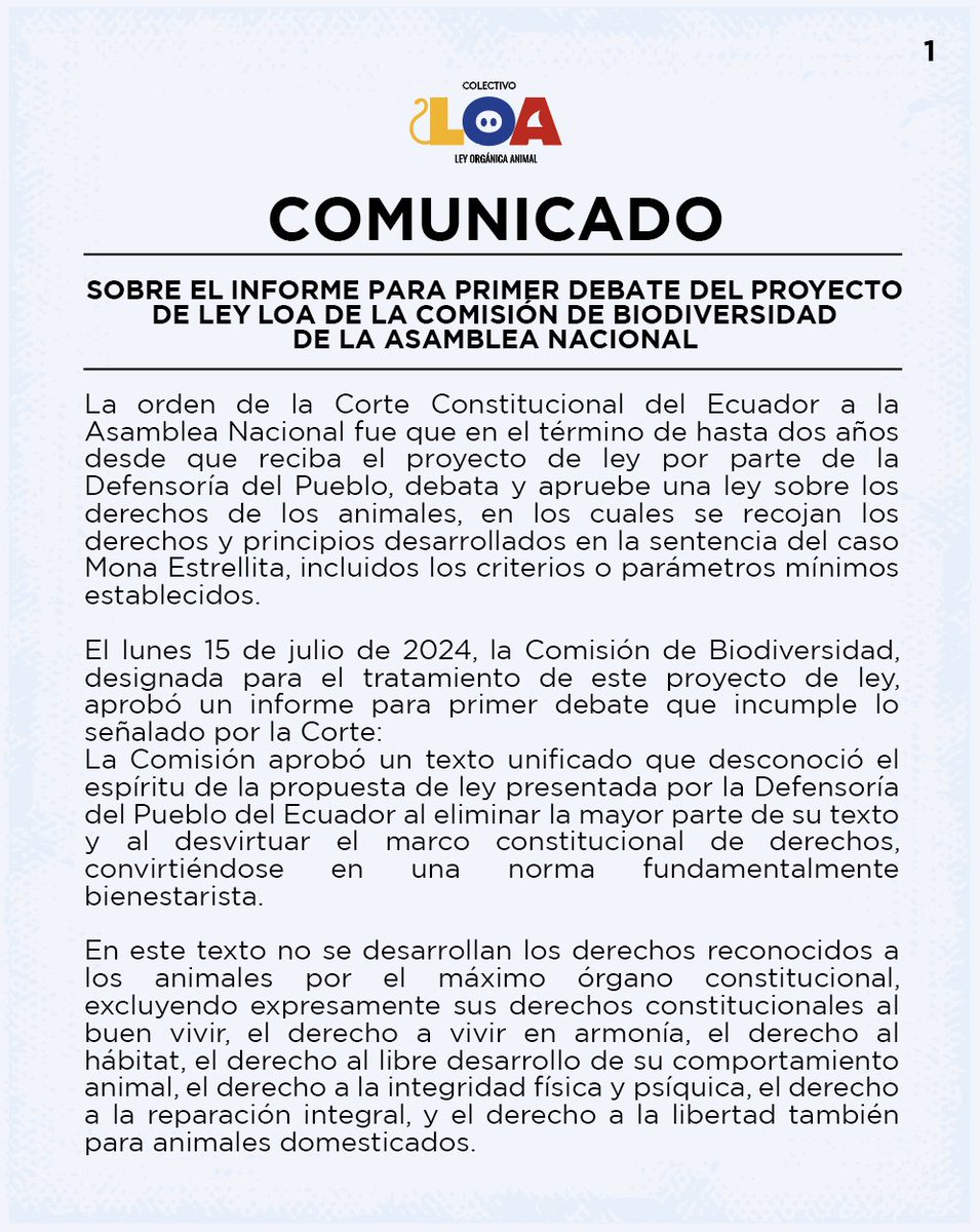LoaEcuador's tweet photo. Postura del Colectivo LOA ante el informe de la Comisión de @BiodiversidadAN , para primer debate en la @AsambleaEcuador 

@DEFENSORIAEC @CorteConstEcu 

@sofisanchez
@Yadira_Bayas_
@guidovargas1971
@CompsCordova
@MariuxiSanchezS
@mieles_bolivar
@cwisum72
@JaimeMorenoEC
@sofisanchezu 

#YoApoyoLOA