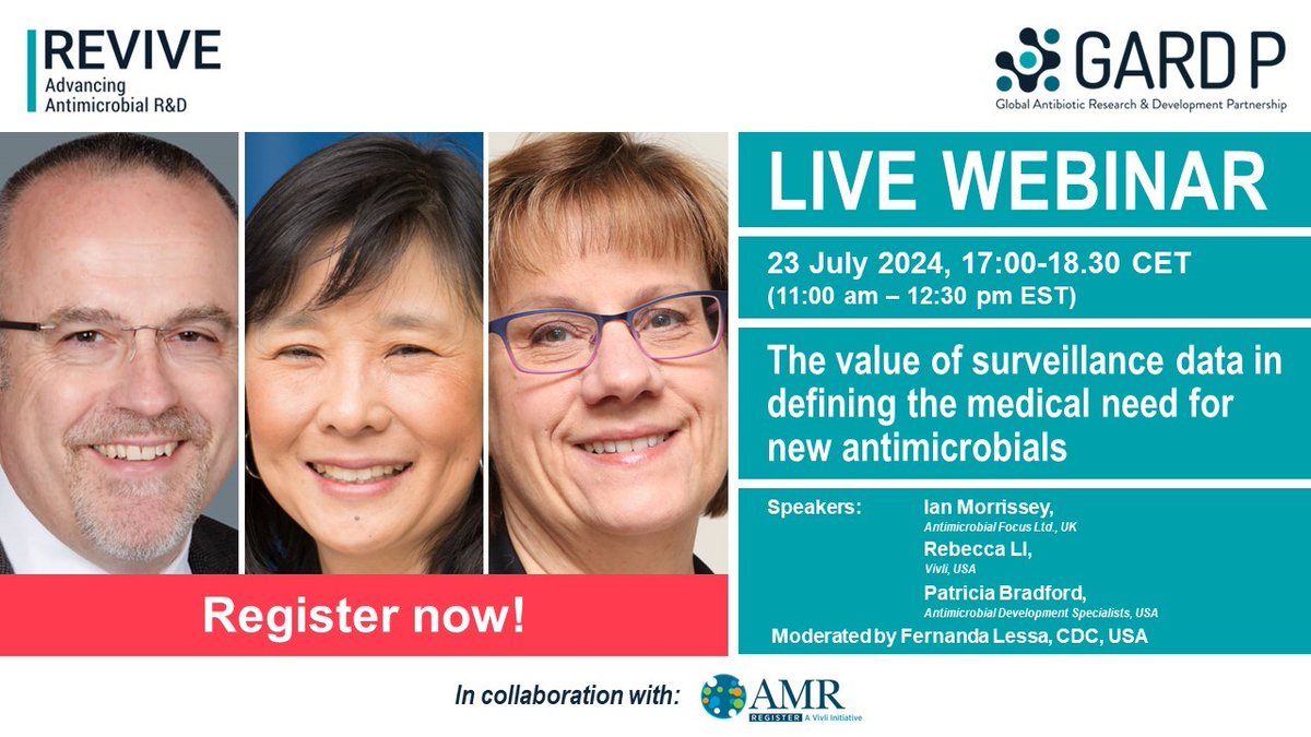 Don't miss the upcoming GARDP webinar on 23 July: ‘The value of surveillance data in defining the medical need for new antimicrobials’ showcasing the value of susceptibility surveillance data. 

Register here: ow.ly/LBHA50StE69