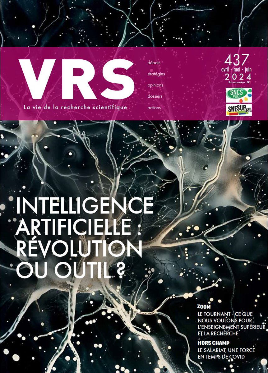SnesupFsu's tweet photo. INTELLIGENCE ARTIFICIELLE: Révolution ou outil? C’est le dossier de la VRS de cet été à consulter en ligne : son histoire, ses principes, son fonctionnement, ses limites, ses biais, ses impacts sociaux et environnementaux, ses promesses économiques, #IAact https://t.co/RVFXs5vHQW https://t.co/kg4rpZbQY4