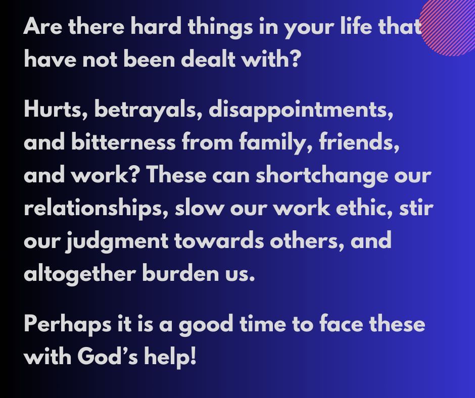 jcorporatecare's tweet photo. Are there hard things in your life that have not been dealt with?

Perhaps it is a good time to face these with God’s help! https://t.co/tB2Rfd3EcJ