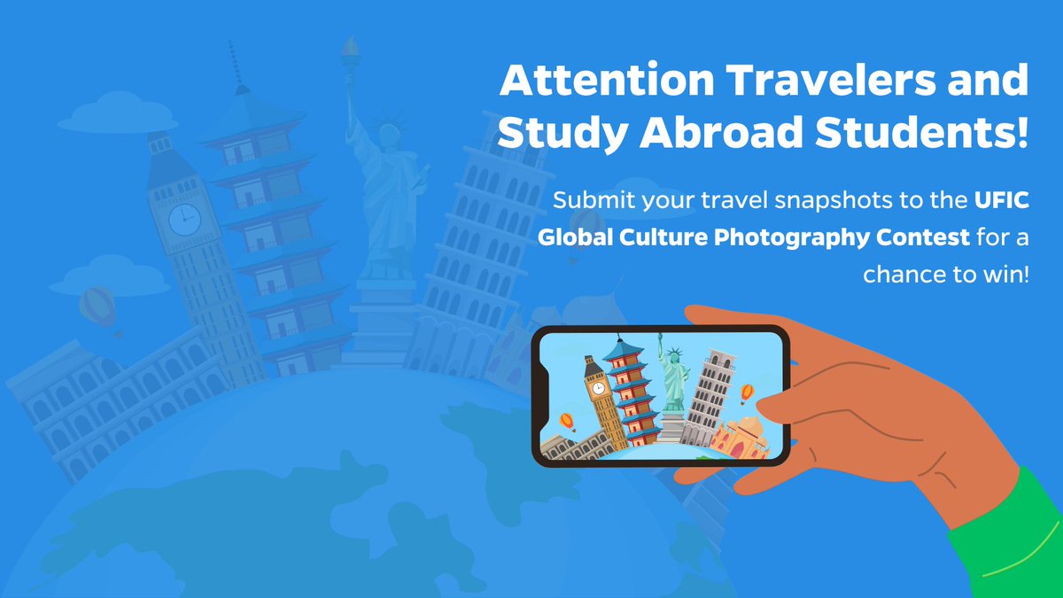 The UFIC Global Culture Photography Contest returns August 12th! 📸
Students, faculty, staff, and alumni are encouraged to submit their favorite travel photos depicting 'Global Culture'. For more information and entry requirements, please visit this link: ow.ly/oy2j50SxYIj