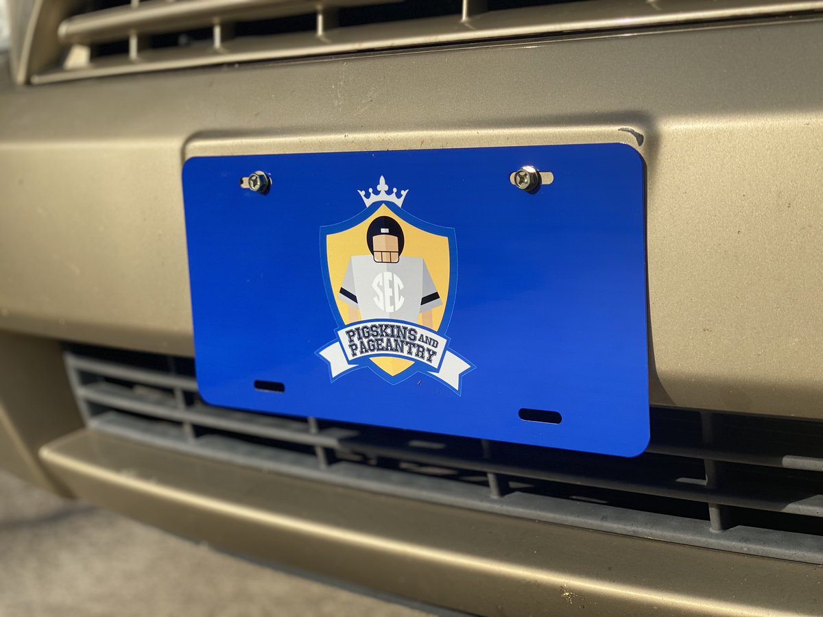 PPSECPodcast's tweet photo. Cruise around in style while sporting a Pigskins & Pageantry vanity plate of your own! Link to our shop in bio!
โข
#tag #licenseplate #vanityplate #printify #printifyshop #sec #secfootball #collegefootball #podcast #merch #footballseason #pigskinsandpageantry https://t.co/El8vVIOMwh