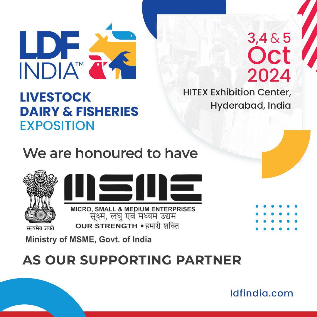 LDF_INDIA's tweet photo. We are thrilled to announce that the Ministry of Micro, Small and Medium Enterprises, Govt. of India (MSME) supporting LDF INDIA 2024.
.

Exhibitor registrations are now open. Book your space now!

https://t.co/JEmyTJtkYx

#MSME #SupportingAssociation #Partnership https://t.co/2AJQLfHkUg