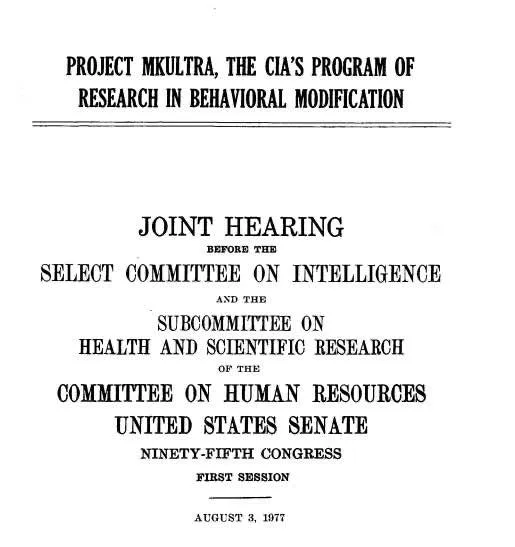 Pouissant17's tweet photo. So this is interdasting. See for yourself. 

Joe Biden sat on the MK ULTRA Select Committee on Intelligence August 3, 1977.

PDF -173 pages.
https://t.co/l0WovGeibO https://t.co/rErwN1RPxc