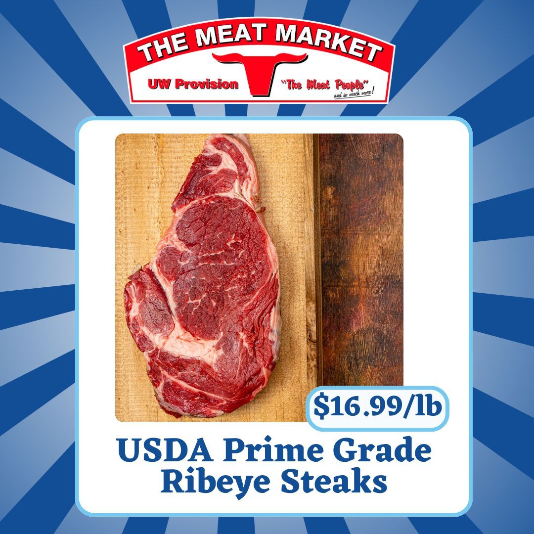 uwprovision's tweet photo. We've got USDA Prime Grade Ribeye Steaks on SALE😱 You won't be able to find a better deal on high quality meat like this! Stop in and grab them before they're GONE! -While supplies last- https://t.co/RrXilh3Bxi