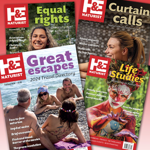 HEnaturist's tweet photo. If you're finding it difficult to pick up your H&amp;E in store, you can pick up single copies (UK post-free) in our online shop! #naturism #nakedlifestyle #naturistholidays → https://t.co/4EKANViEN4 https://t.co/lrQN2tp8U9