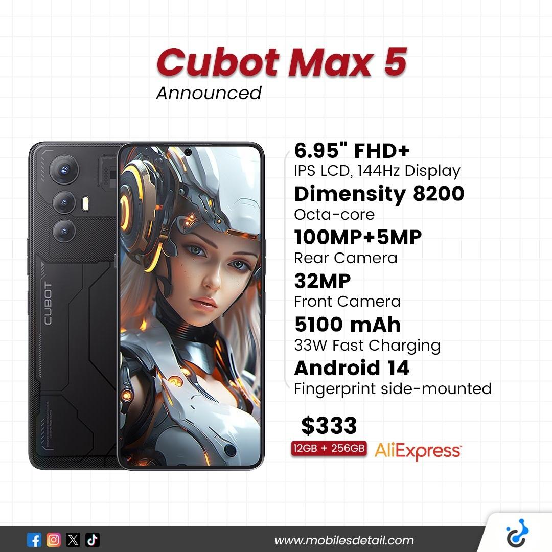 mobilesdetail's tweet photo. Cubot Unveils MAX 5: The Ultimate 5G Gaming Smartphone
#CubotMax5 #Cubot #Ultimate #5G #GamingSmartphone @Cubotphone https://t.co/RztJpR1lQF