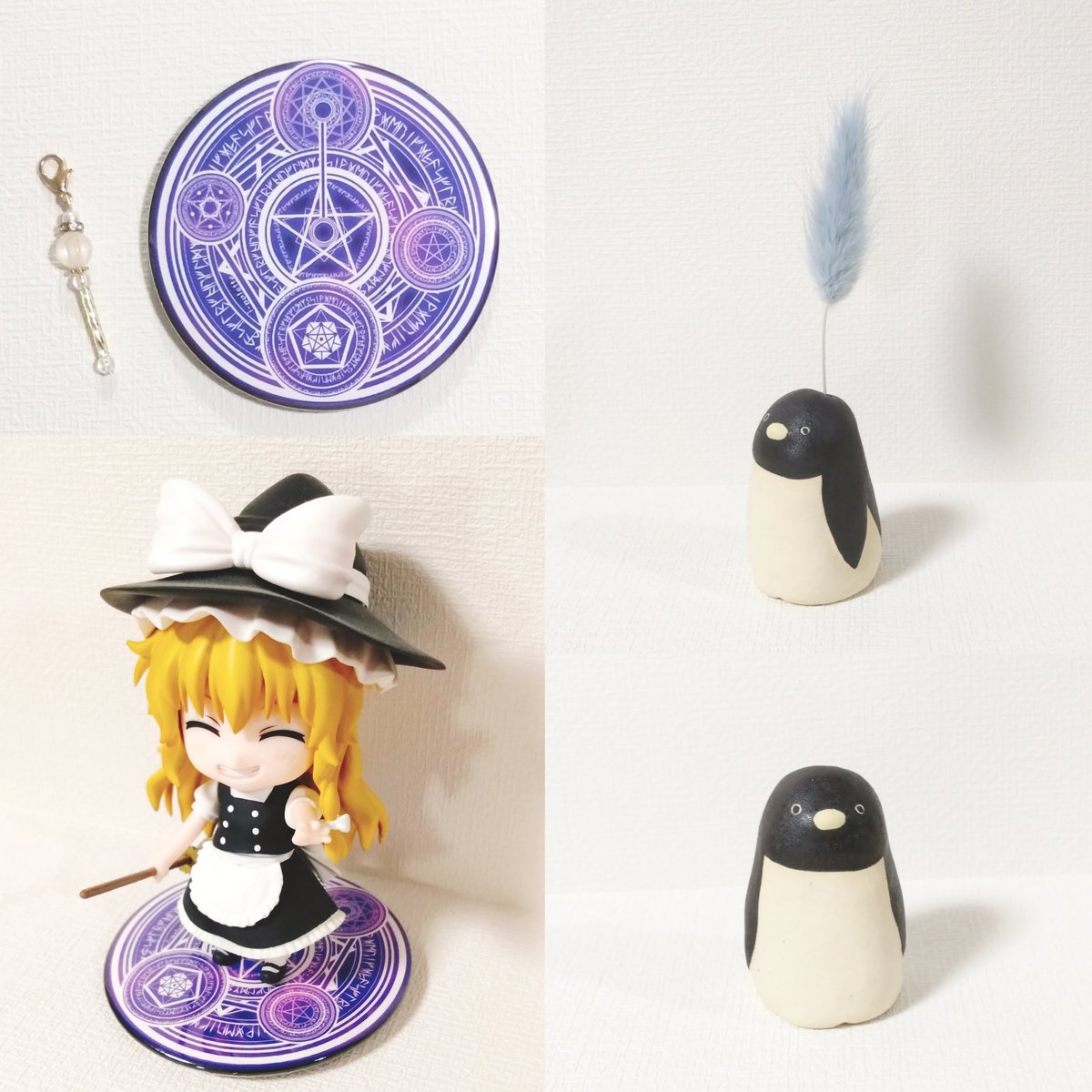 liru_ba's tweet photo. →つづき

今回のお買い物♪
◯魔法陣…i-palette(@ono_syuuko)さん
息子へのおみやげ♪
モデルは魔理沙さん！(息子所有)
◯ぺんぎんの一輪挿し…ソバニワークス(@manmarugallery)さん
一目惚れ💕　ドライフラワー付き

素敵な作品をありがとうございます！

つづく→

#arteVarie111
#CC福岡60 https://t.co/l7he2sURiv