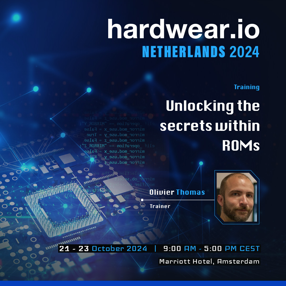 hardwear.io (@hardwear_io) on Twitter photo 🧩 Solving complications—is what's this for! 🧩 Reverse engineering of integrated circuits, circumventing hardware countermeasures and extracting the data from them.
Join our trainer <a href="/reivilo_t/">Olivier THOMAS</a> at #hw_ioNL2024
👉 hardwear.io/netherlands-20…
#integratedcircuits #hardware #firmware 🧩 Solving complications—is what's this for! 🧩 Reverse engineering of integrated circuits, circumventing hardware countermeasures and extracting the data from them.
Join our trainer <a href="/reivilo_t/">Olivier THOMAS</a> at #hw_ioNL2024
👉 hardwear.io/netherlands-20…
#integratedcircuits #hardware #firmware