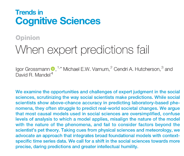 When expert predictions fail 🧠

🚨Recent paper In Trends in Cognitive Sciences🚨 (1/12) ⤵️

doi-org.proxy.lib.uwaterloo.ca/10.1016/j.tics…