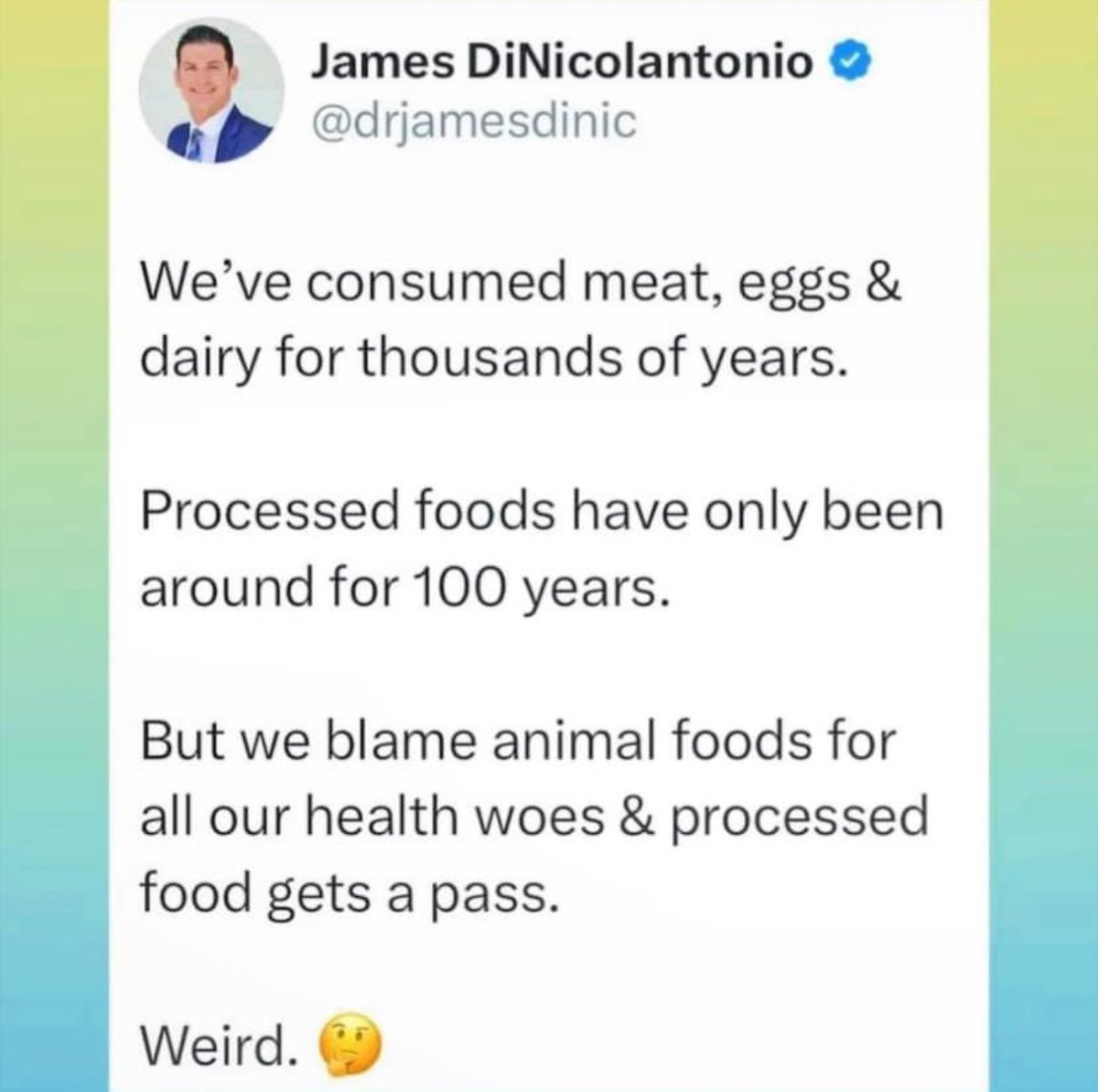 bondzeelive's tweet photo. Preach my brotha. Processed food is poison. I have been on a carnivore diet/ lifestyle change for 8 months and am 37 lbs lighter and in the best shape ever at 50 yrs old. @drjamesdinic #meat #meatgood #carnivore #noprocessedfood #trippinwithbondzee https://t.co/7goOG430oX