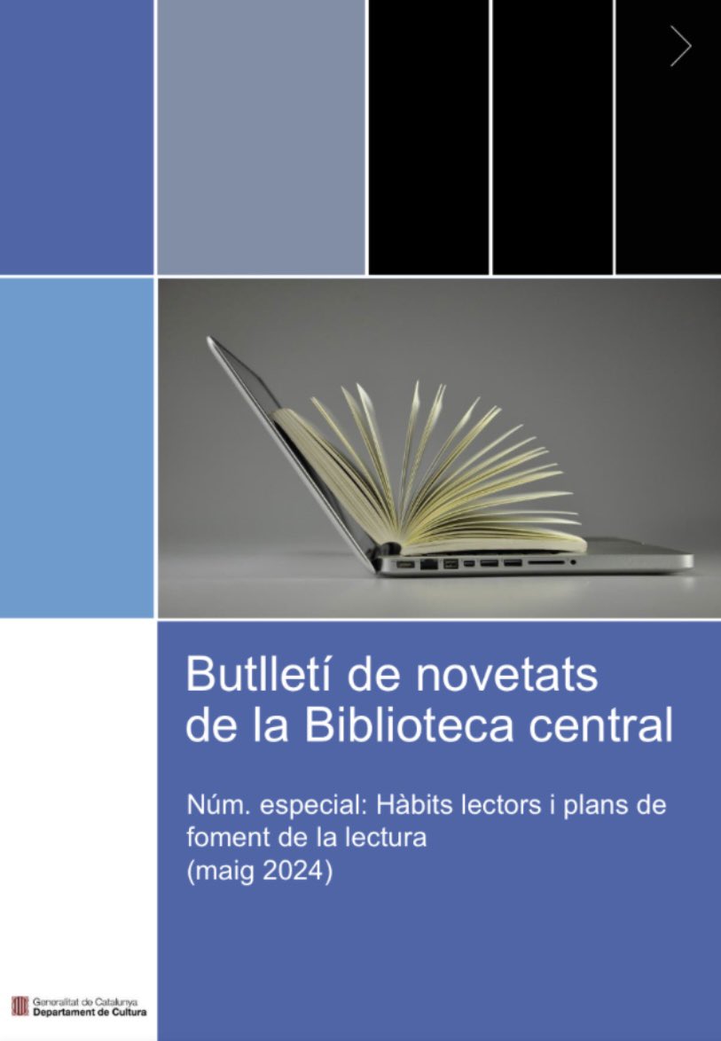 Ja s’han publicat 2 números nous del Butlletí de <a href="/cultura_cat/">Cultura</a>, la recerca documental i redacció dels quals hem elaborat l’Anna Villarroya (<a href="/CRICC_UB/">CRICC</a>), el <a href="/rkleinca/">Ricardo Klein</a>, la Berta Ollé i jo mateixa.

El 1r sobre hàbits lectors i plans de foment de la lectura
⤵️
drac.cultura.gencat.cat//handle/20.500…