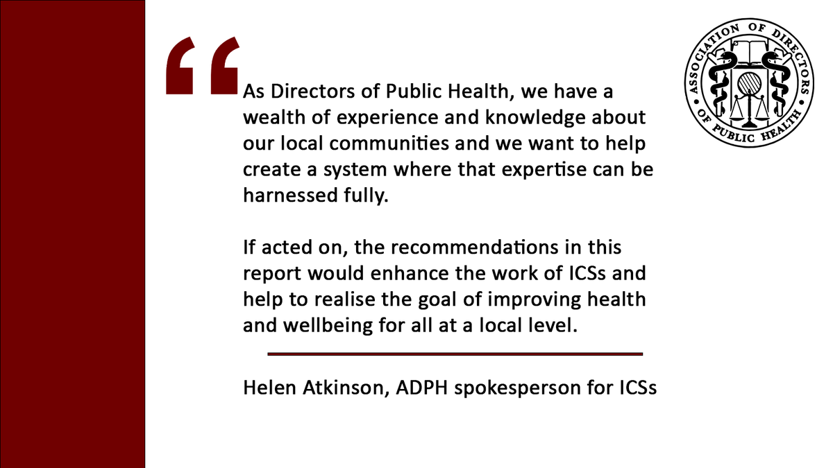 ADPHUK's tweet photo. It is now 2yrs since the formation of integrated care systems. 

To ensure their continued success, we've published a series of recommendations after surveying our members to understand their experiences of working with ICSs.
👀Read the report in full ➡️https://t.co/1dGUnfCcIi https://t.co/sILsD8KoAP