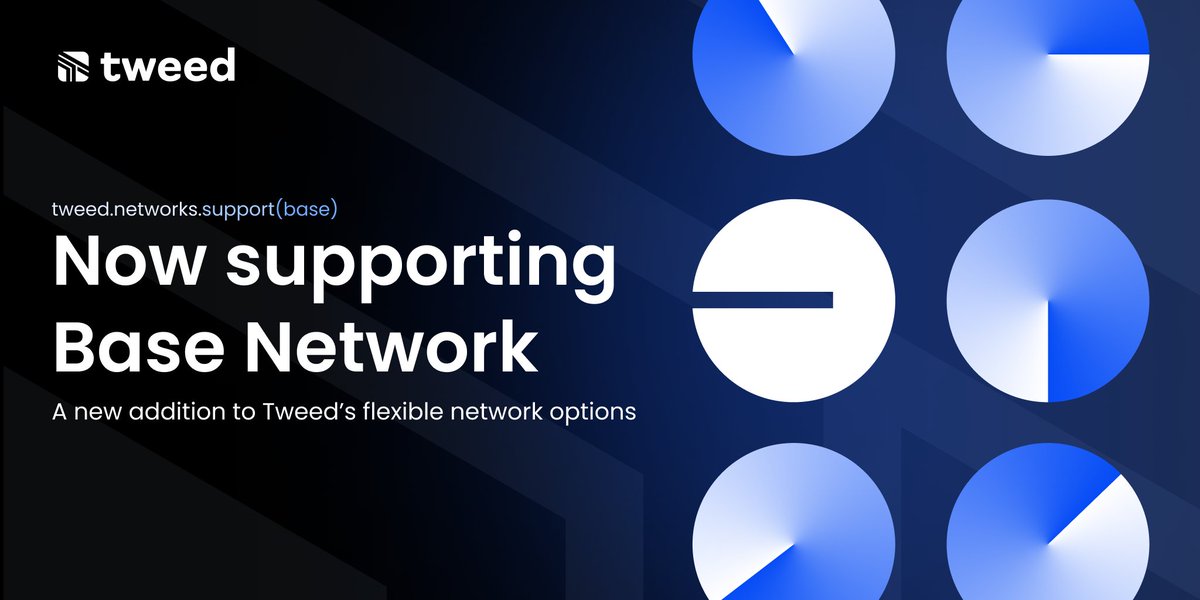 payTweed's tweet photo. 1/3
Chain Support Spotlight ✨
@payTweed now supports over 10 different chains, including our latest addition: @base

As one of the fastest-growing L2s in web3, we are excited to support their ecosystem 🤝 https://t.co/8YOvcblnuu