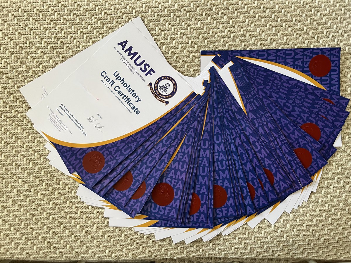 Here they are, hot off the press 🖨

The final batch of Diploma certificates have been printed and sealed and are winging their way to the worthy recipients. 

Congratulations to everyone receiving a certificate this year 🥳

#upholsterycourse #softfurnishings