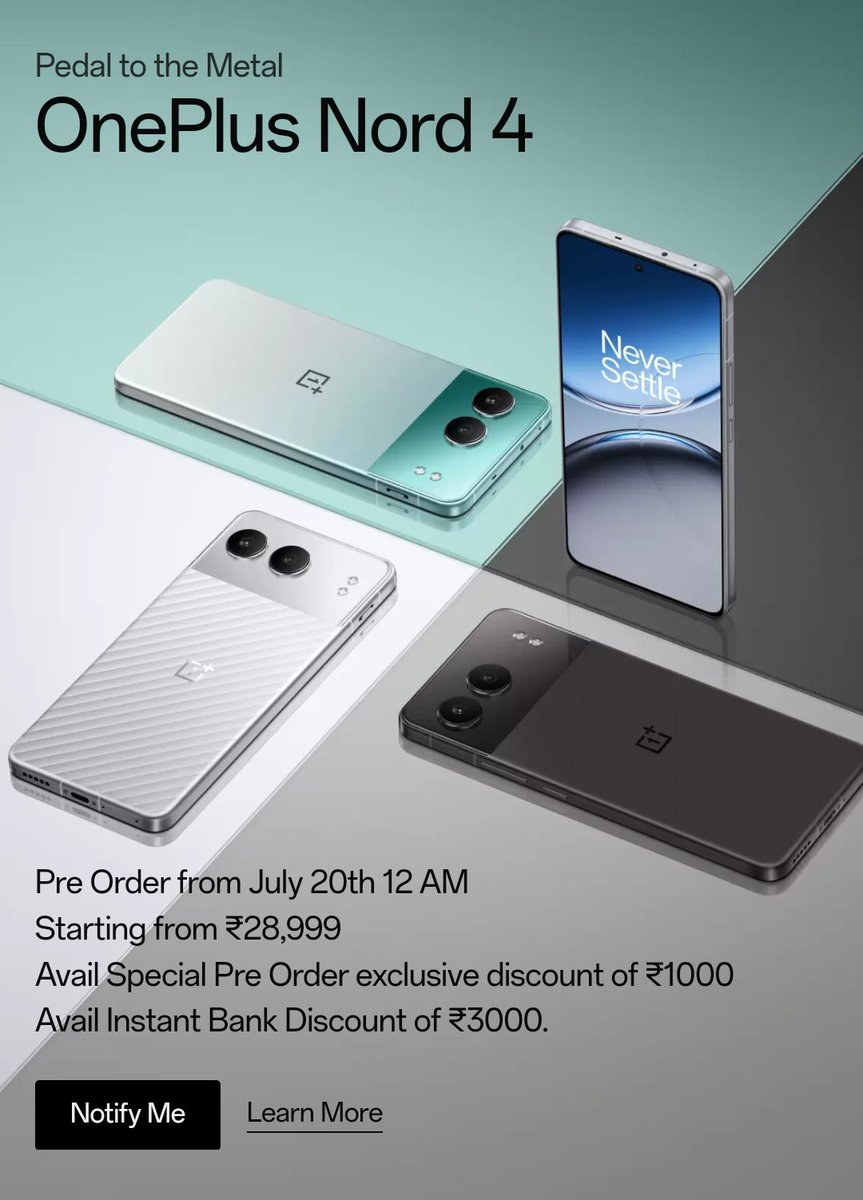 KaroulSahil's tweet image. Oneplus Nord 4 launch at aggressive price 🔥🔥 #OneplusNord #OnePlusNord4