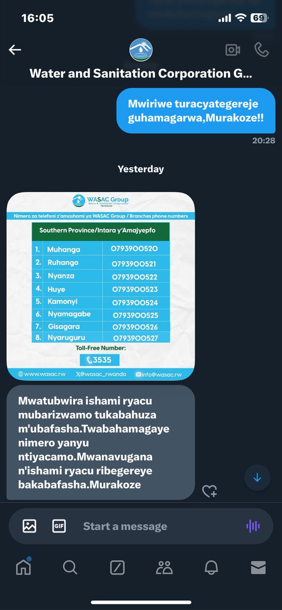 DerrickKayitar1's tweet photo. Mwongeye kwirirwa, Imyirondoro twabahaye ni Kigali-kanombe-kicukiro-Nyarugunga-Nonko-Runyonza, nimba mwaratubuze sitwe mwahamagaye!!! @Dr_JimmyGasore @eugirashebuja1 @OmarMunyaneza @wasac_rwanda @RwandaInfra @RwandaLocalGov @UrugwiroVillage @Rwanda_Justice https://t.co/xNsWuriOgz
